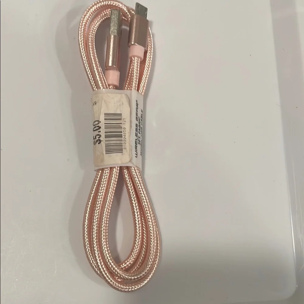 Pink and White Nylon USB-C Cable for Cell Phones 3ft
